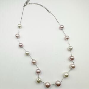 Kissaka multicolor faux pearl necklace Blush Pink Off White Vintage Inspired